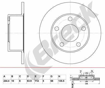 Breck BR 004 SA100 - Тормозной диск autospares.lv