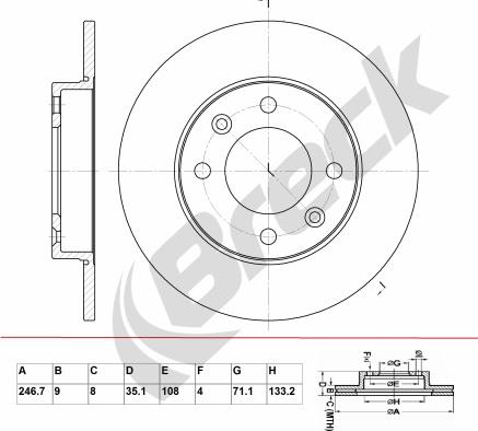 Breck BR 035 SA100 - Тормозной диск autospares.lv