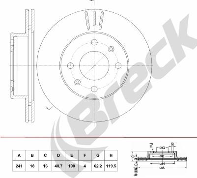 Breck BR 391 VA100 - Тормозной диск autospares.lv