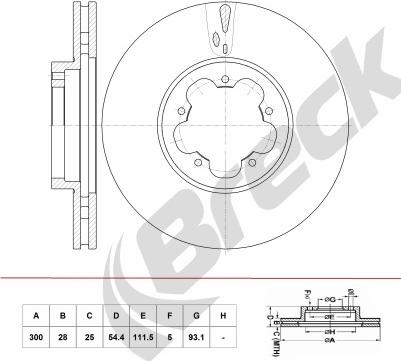 Breck BR 393 VA100 - Тормозной диск autospares.lv