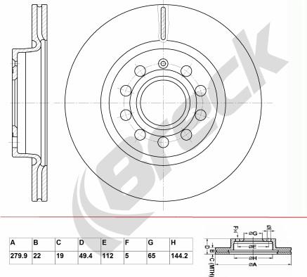 Breck BR 344 VA100 - Тормозной диск autospares.lv