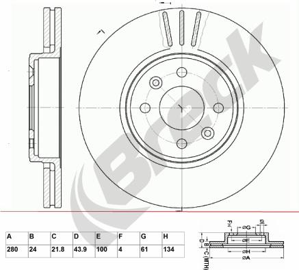 Breck BR 308 VA100 - Тормозной диск autospares.lv