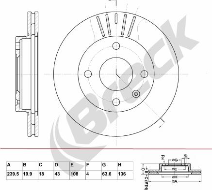 Breck BR 318 VA100 - Тормозной диск autospares.lv