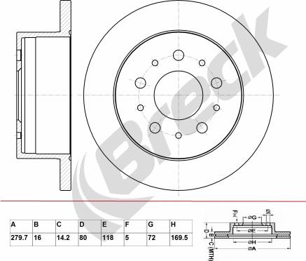 Breck BR 334 VA100 - Тормозной диск autospares.lv