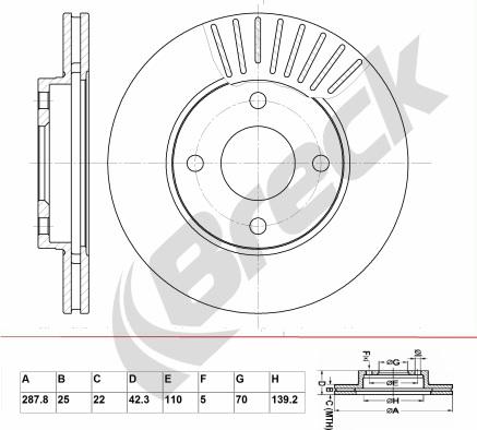 Breck BR 338 VA100 - Тормозной диск autospares.lv