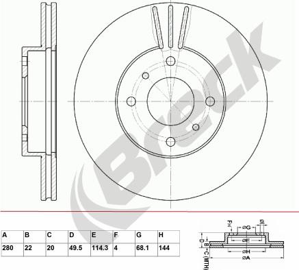 Breck BR 329 VA100 - Тормозной диск autospares.lv