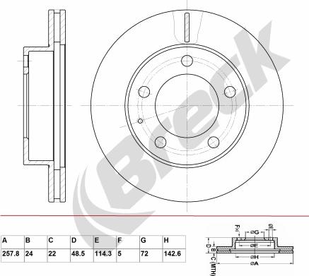 Breck BR 328 VA100 - Тормозной диск autospares.lv