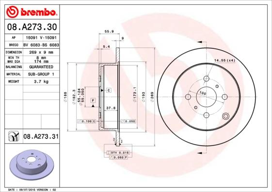 Breco BS 6083 - Тормозной диск autospares.lv