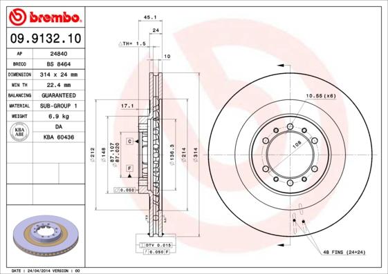 Breco BS 8464 - Тормозной диск autospares.lv