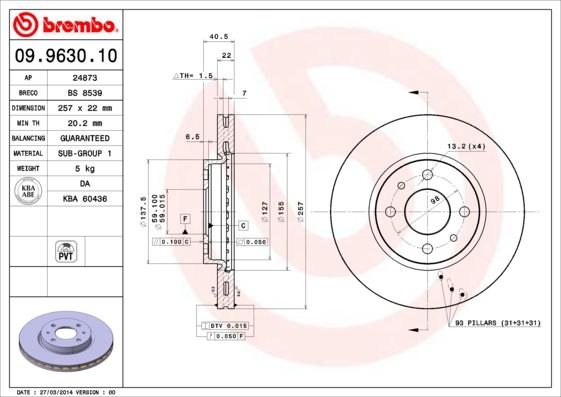 Breco BS 8539 - Тормозной диск autospares.lv