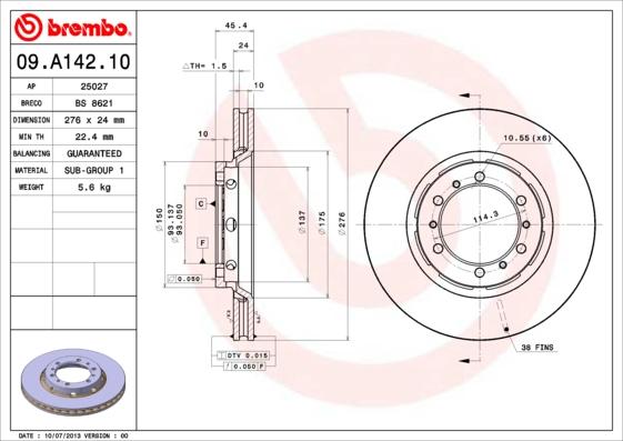 Breco BS 8621 - Тормозной диск autospares.lv