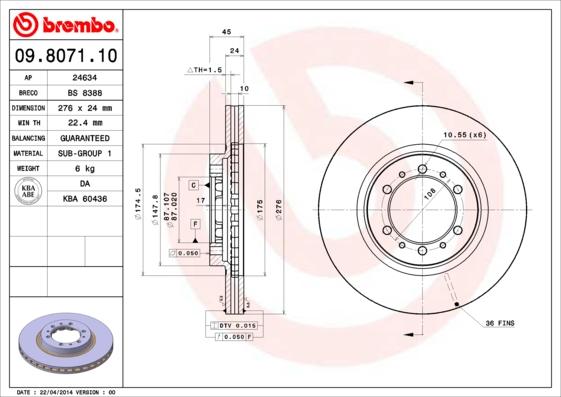 Breco BS 8388 - Тормозной диск autospares.lv