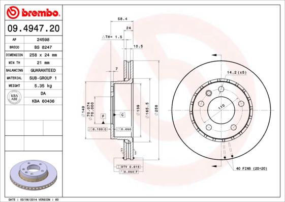 Breco BS 8247 - Тормозной диск autospares.lv