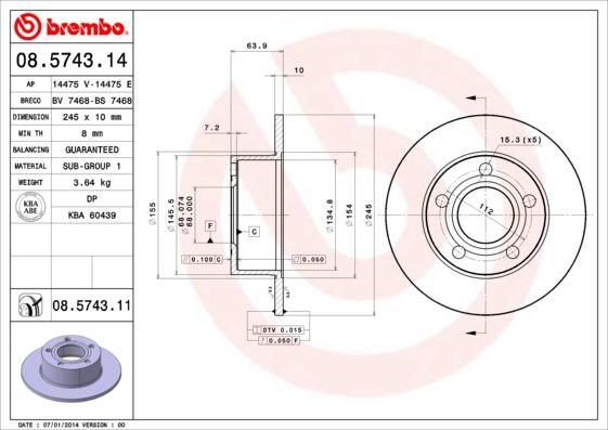 Breco BV 7468 - Тормозной диск autospares.lv