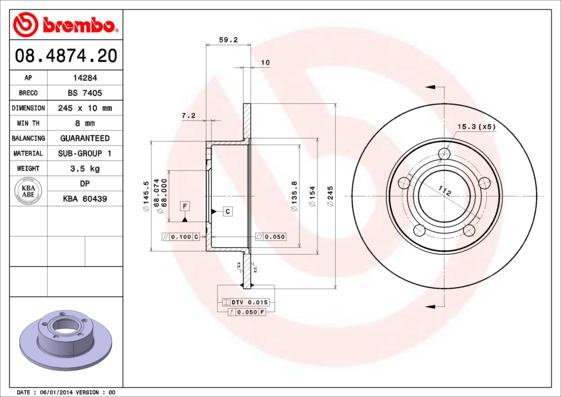 Breco BS 7405 - Тормозной диск autospares.lv