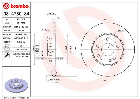 Breco BS 7565 - Тормозной диск autospares.lv