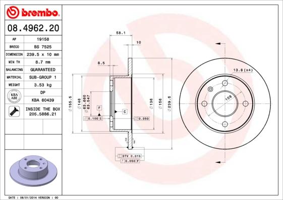 Breco BS 7525 - Тормозной диск autospares.lv