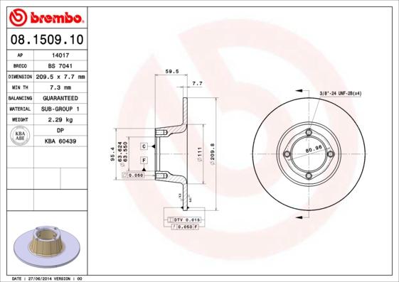 Breco BS 7041 - Тормозной диск autospares.lv