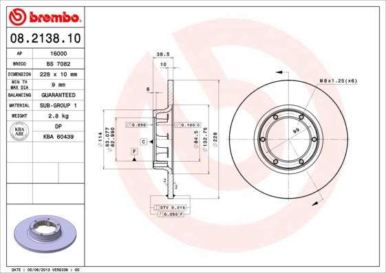 Breco BS 7082 - Тормозной диск autospares.lv