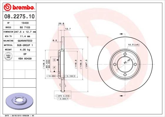 Breco BS 7103 - Тормозной диск autospares.lv
