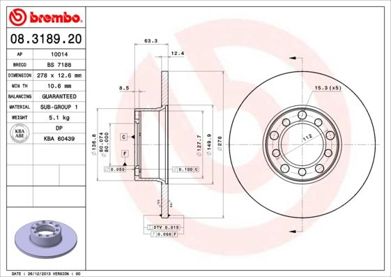 Breco BS 7188 - Тормозной диск autospares.lv