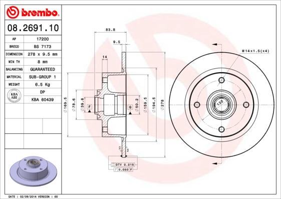 Breco BS 7173 - Тормозной диск autospares.lv