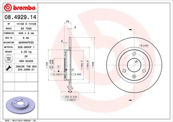 Breco BS 7358 - Тормозной диск autospares.lv