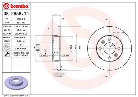 Breco BS 7310 - Тормозной диск autospares.lv