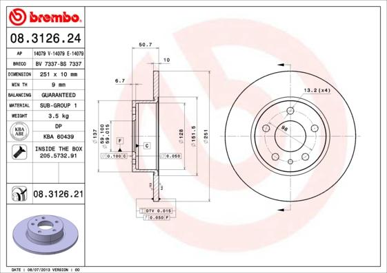 Breco BS 7337 - Тормозной диск autospares.lv