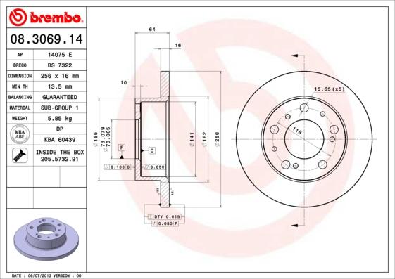 Breco BS 7322 - Тормозной диск autospares.lv