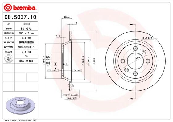 Breco BS 7372 - Тормозной диск autospares.lv