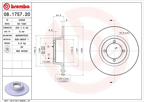 Breco BS 7294 - Тормозной диск autospares.lv