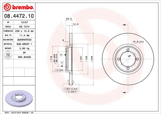 Breco BS 7274 - Тормозной диск autospares.lv