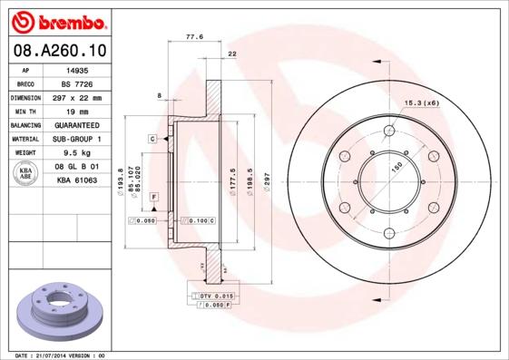 Breco BS 7726 - Тормозной диск autospares.lv