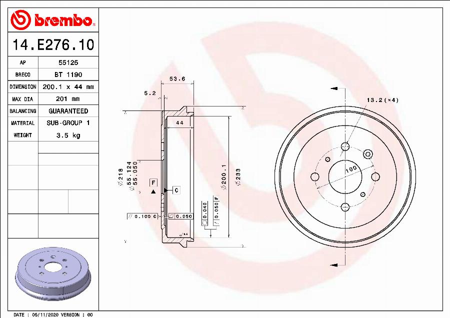 Breco BT 1190 - Тормозной барабан autospares.lv