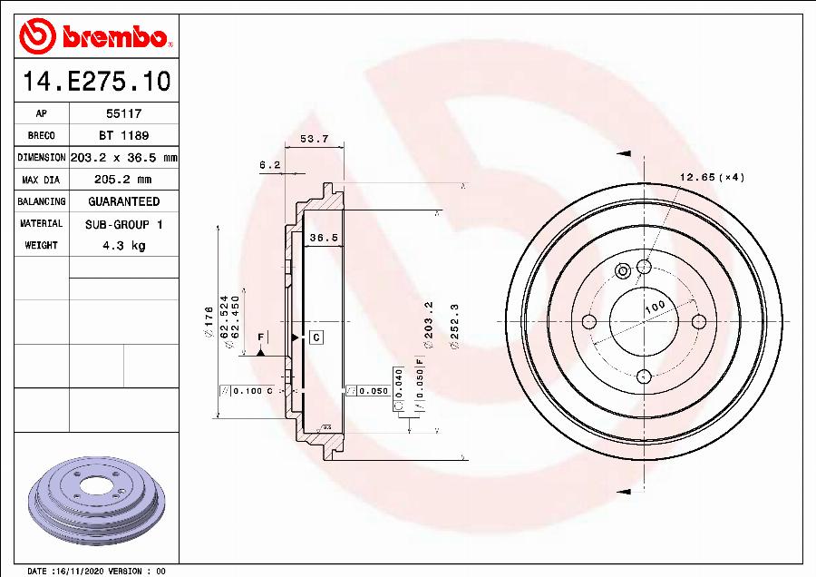 Breco BT 1189 - Тормозной барабан autospares.lv