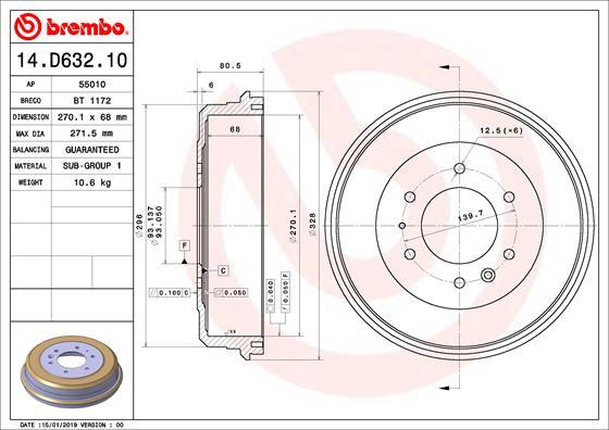 Breco BT1172 - Тормозной барабан autospares.lv