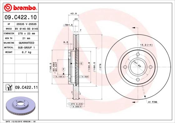 Breco BV 9145 - Тормозной диск autospares.lv