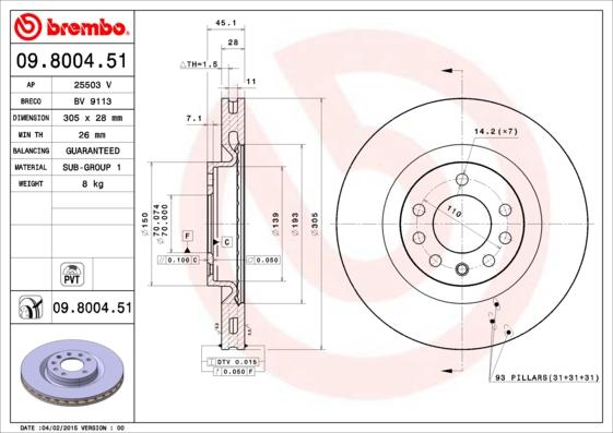 Breco BV 9113 - Тормозной диск autospares.lv