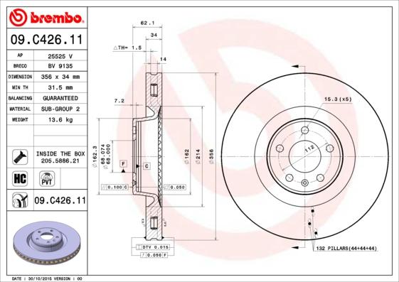 Breco BV 9135 - Тормозной диск autospares.lv