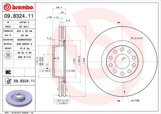 Breco BV 8411 - Тормозной диск autospares.lv