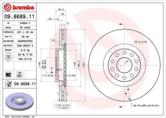 Breco BV 8428 - Тормозной диск autospares.lv