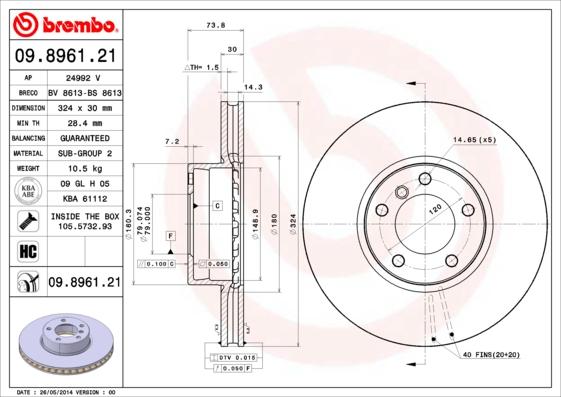 Breco BV 8613 - Тормозной диск autospares.lv