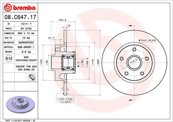 Breco BY 6103 - Тормозной диск autospares.lv