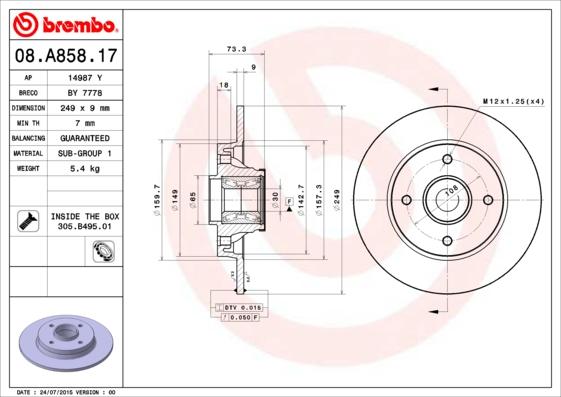 Breco BY 7778 - Тормозной диск autospares.lv