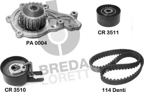 Breda Lorett KPA0571A - Водяной насос + комплект зубчатого ремня ГРМ autospares.lv