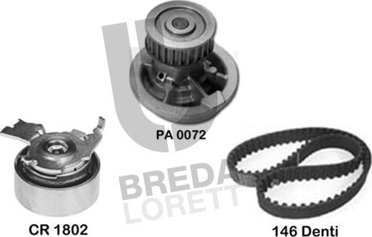 Breda Lorett KPA0643A - Водяной насос + комплект зубчатого ремня ГРМ autospares.lv