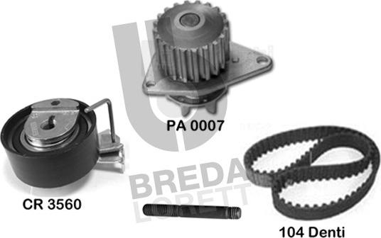 Breda Lorett KPA0647A - Водяной насос + комплект зубчатого ремня ГРМ autospares.lv