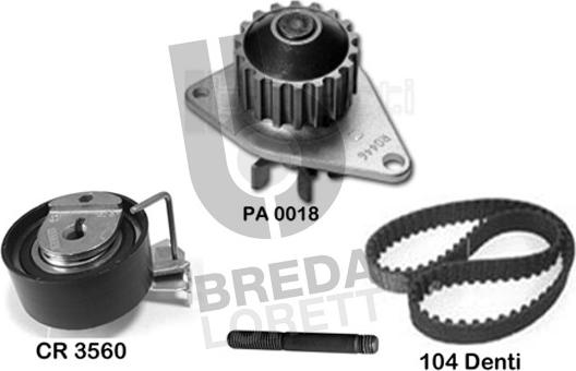 Breda Lorett KPA0647B - Водяной насос + комплект зубчатого ремня ГРМ autospares.lv