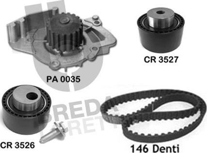 Breda Lorett KPA0600A - Водяной насос + комплект зубчатого ремня ГРМ autospares.lv